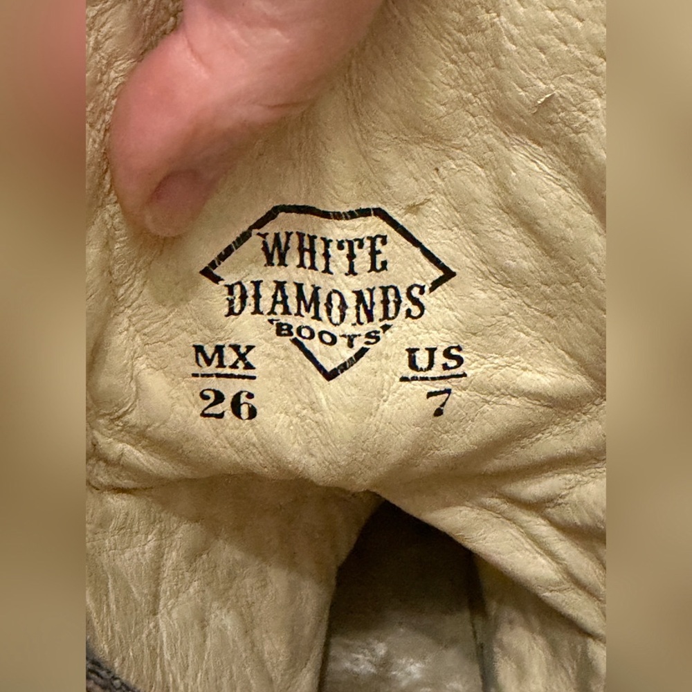 White Diamonds Denim Distressed Western Boots - 7 - Picture 11 of 13